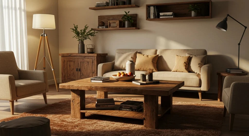 Integrate natural elements like wooden furniture or accents