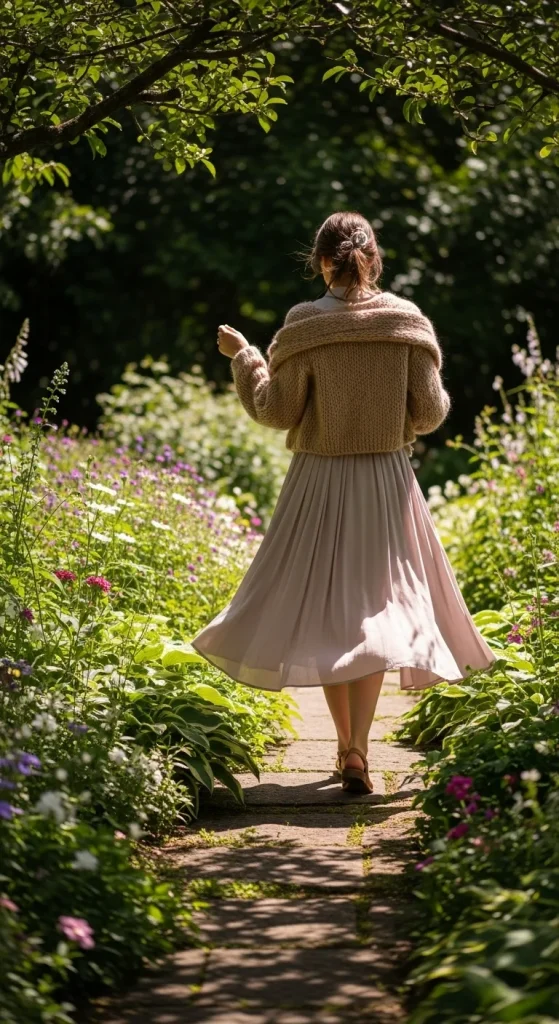 A Flowy Midi Skirt and Cardigan