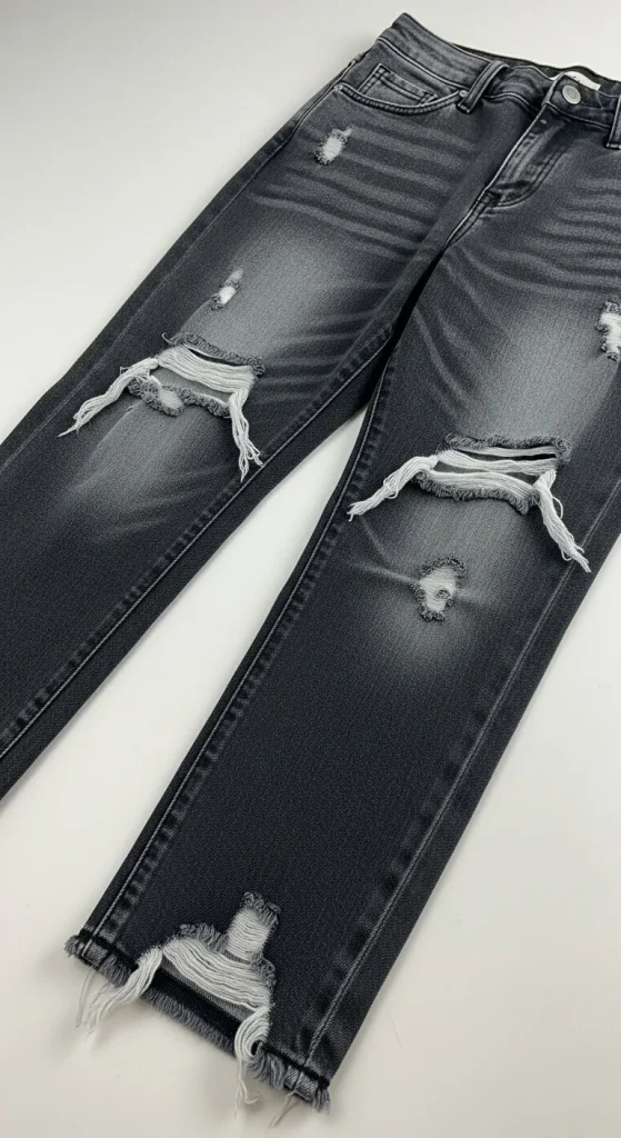 Distressed Black Denim