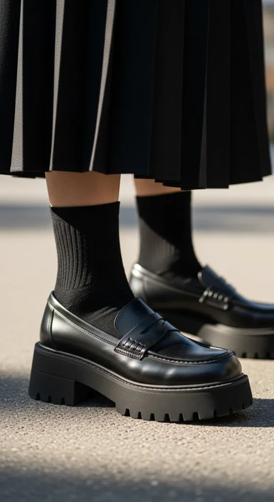 Platform Loafers and Ankle Socks
