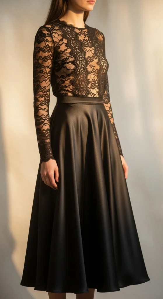 Satin and Lace Contrast