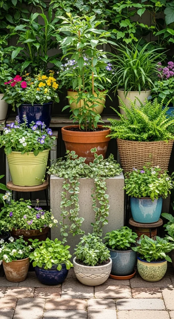 Bring in Plants with Mismatched Pots
