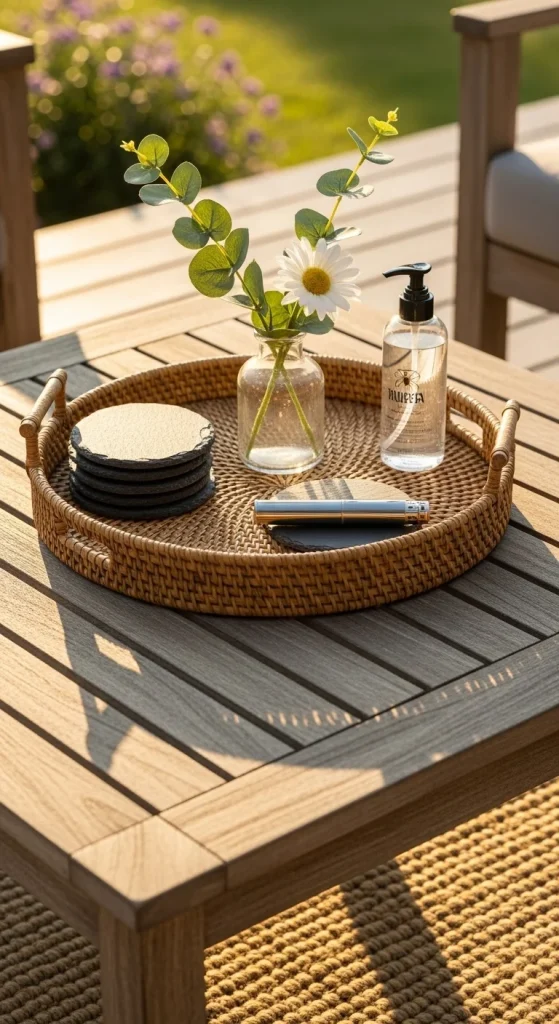 Finish with a “Coffee Table” Styling Tray Outdoors